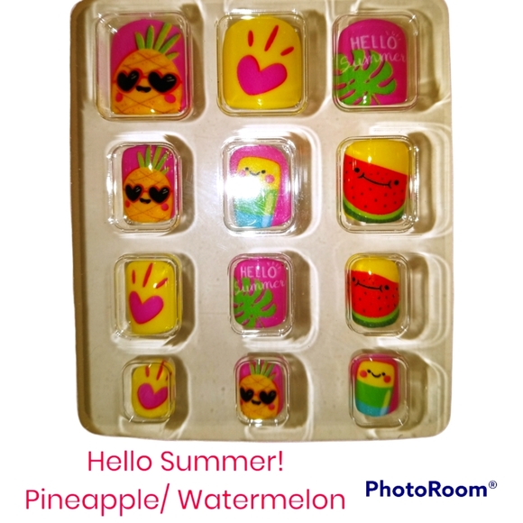 Girls Fashion Stick-on Nails. Mermaid/Shells & Summer Fruit Fun! - Picture 4 of 5